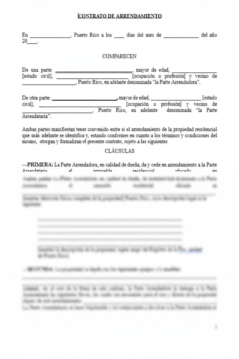 CONTRATO DE ARRENDAMIENTO DE PROPIEDAD RESIDENCIAL