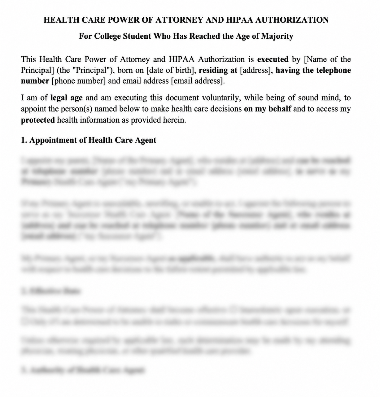 HEALTH CARE POWER OF ATTORNEY AND HIPAA AUTHORIZATION