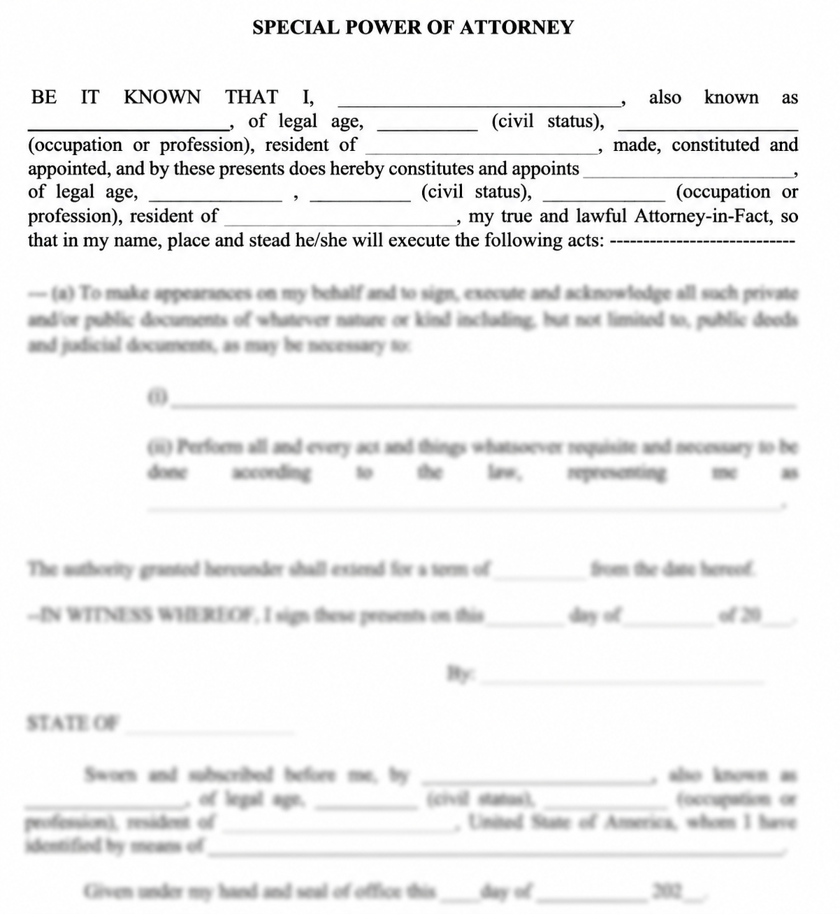 SPECIAL POWER OF ATTORNEY