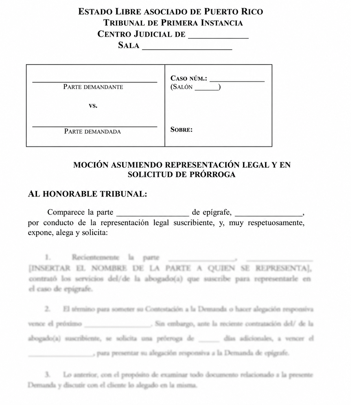 MOCIÓN ASUMIENDO REPRESENTACIÓN LEGAL Y EN SOLICITUD DE PRÓRROGA PARA ALEGAR