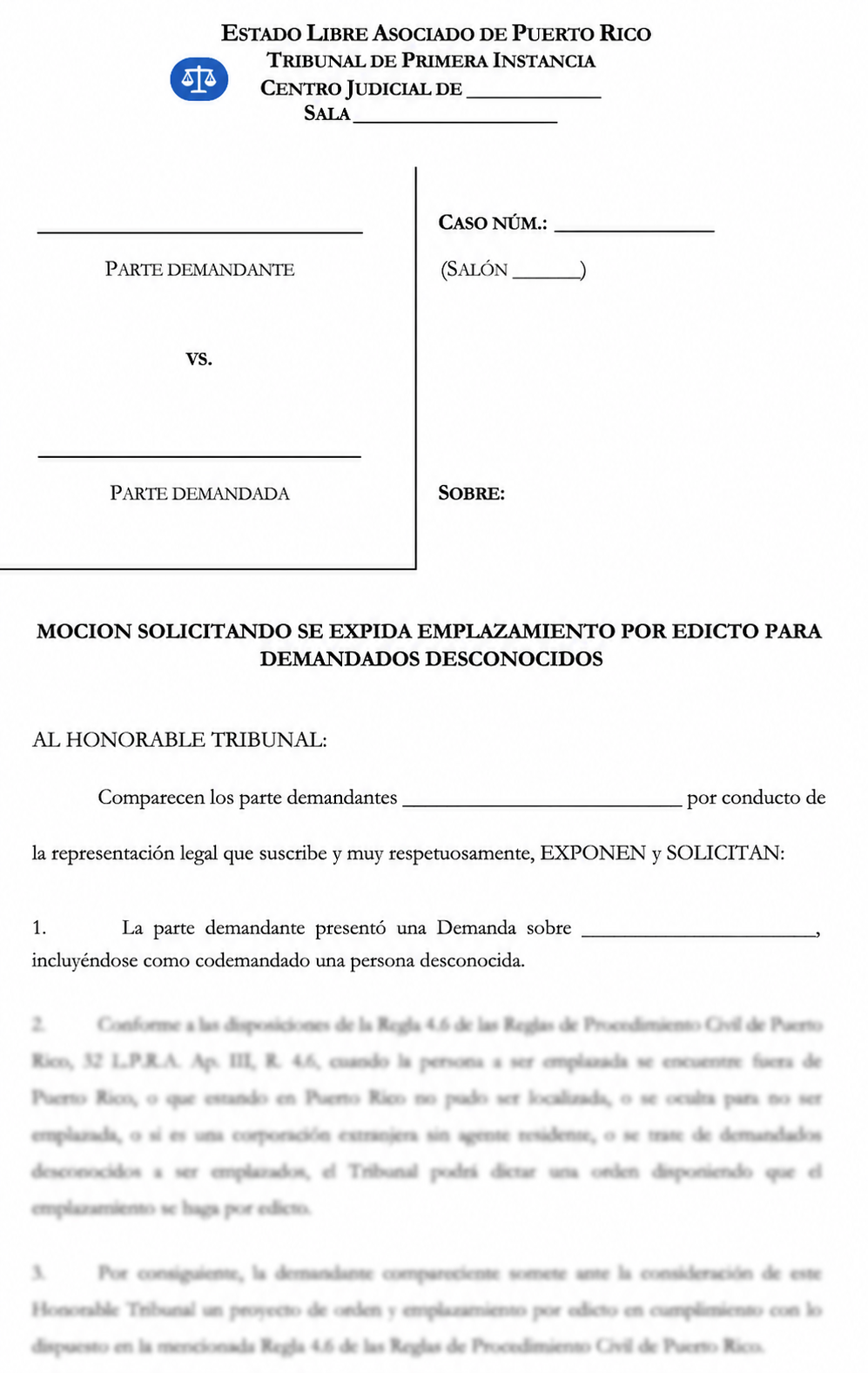MOCIÓN SOLICITANDO SE EXPIDA EMPLAZAMIENTO POR EDICTO DIRIGIDO A DEMANDADOS DESCONOCIDOS
