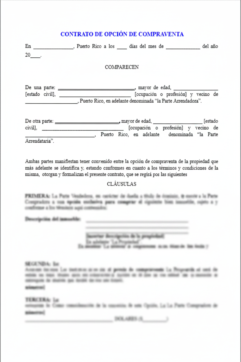 CONTRATO DE OPCIÓN DE COMPRAVENTA