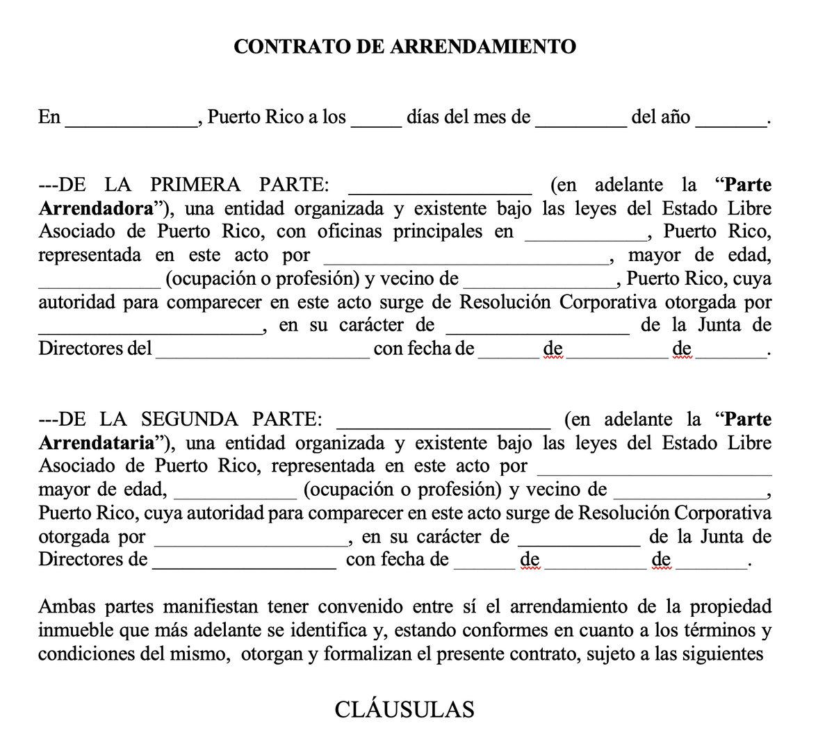 CONTRATO DE ARRENDAMIENTO PARA PROPIEDAD COMERCIAL