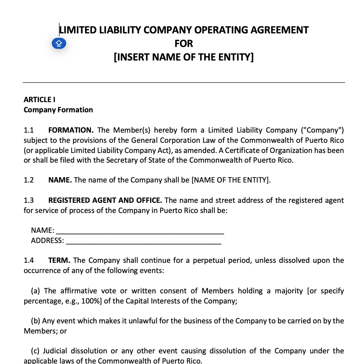 MODELO DE LIMITED LIABILITY COMPANY OPERATING AGREEMENT