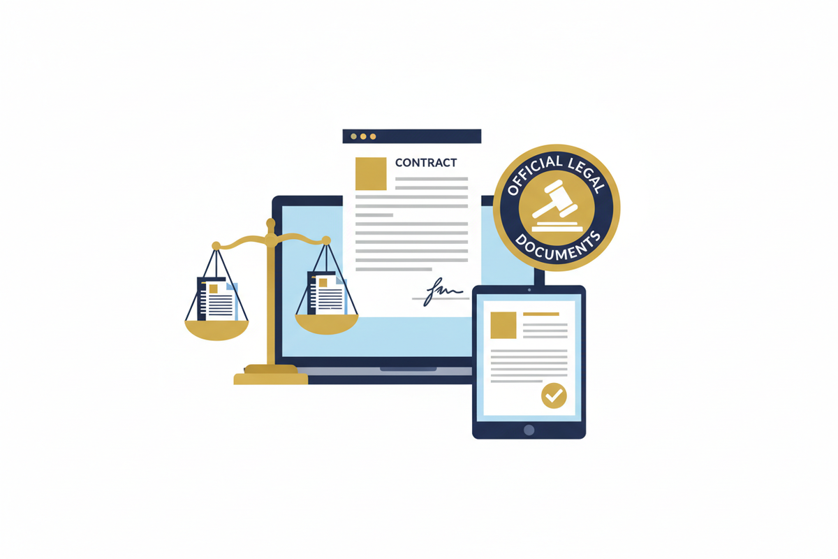 Digital Legal Documents Flat Illustration